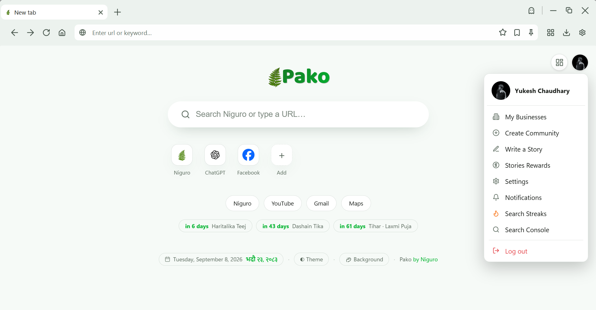 Pako connected to Niguro account