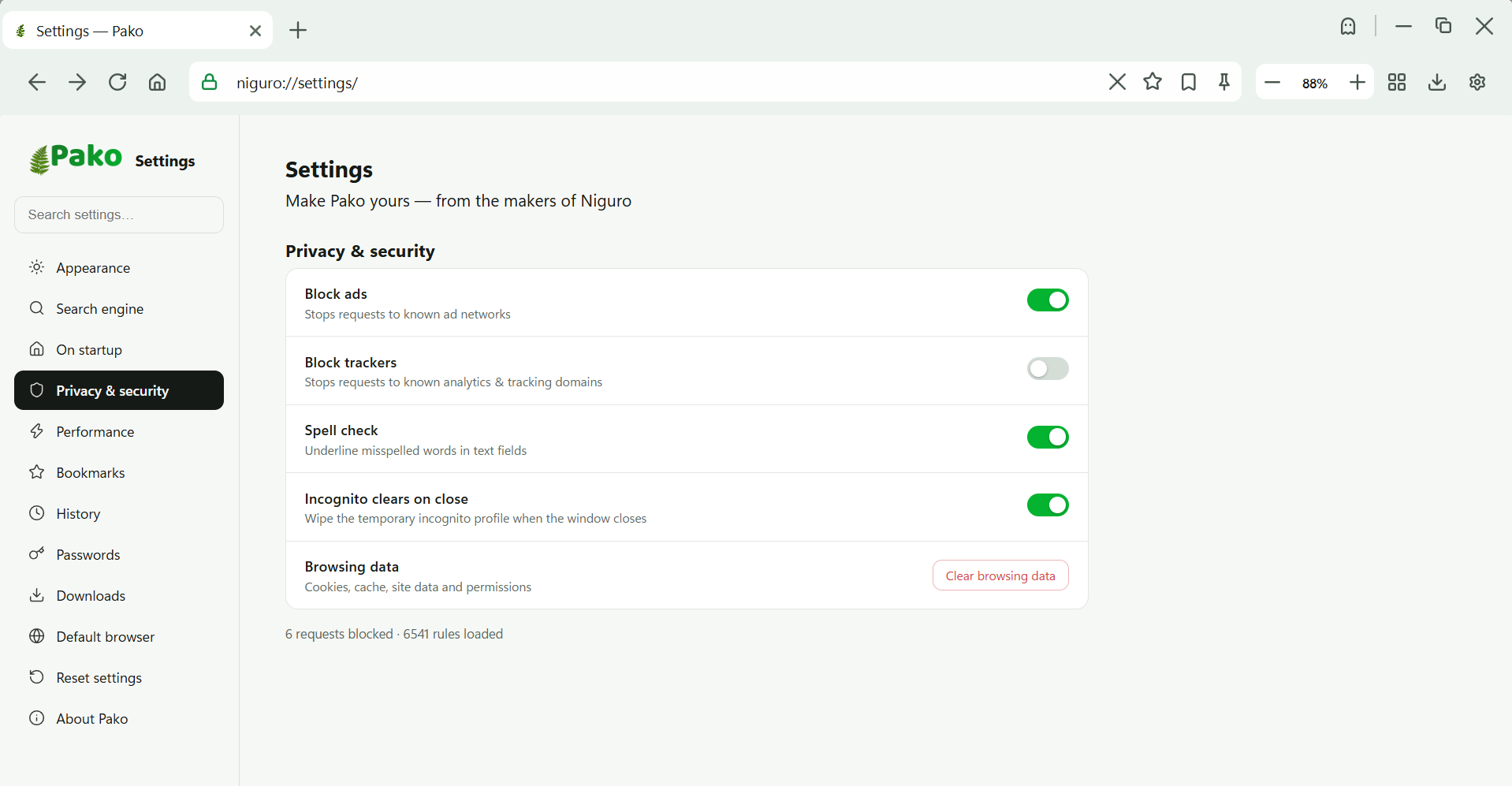 Pako privacy and ad blocker